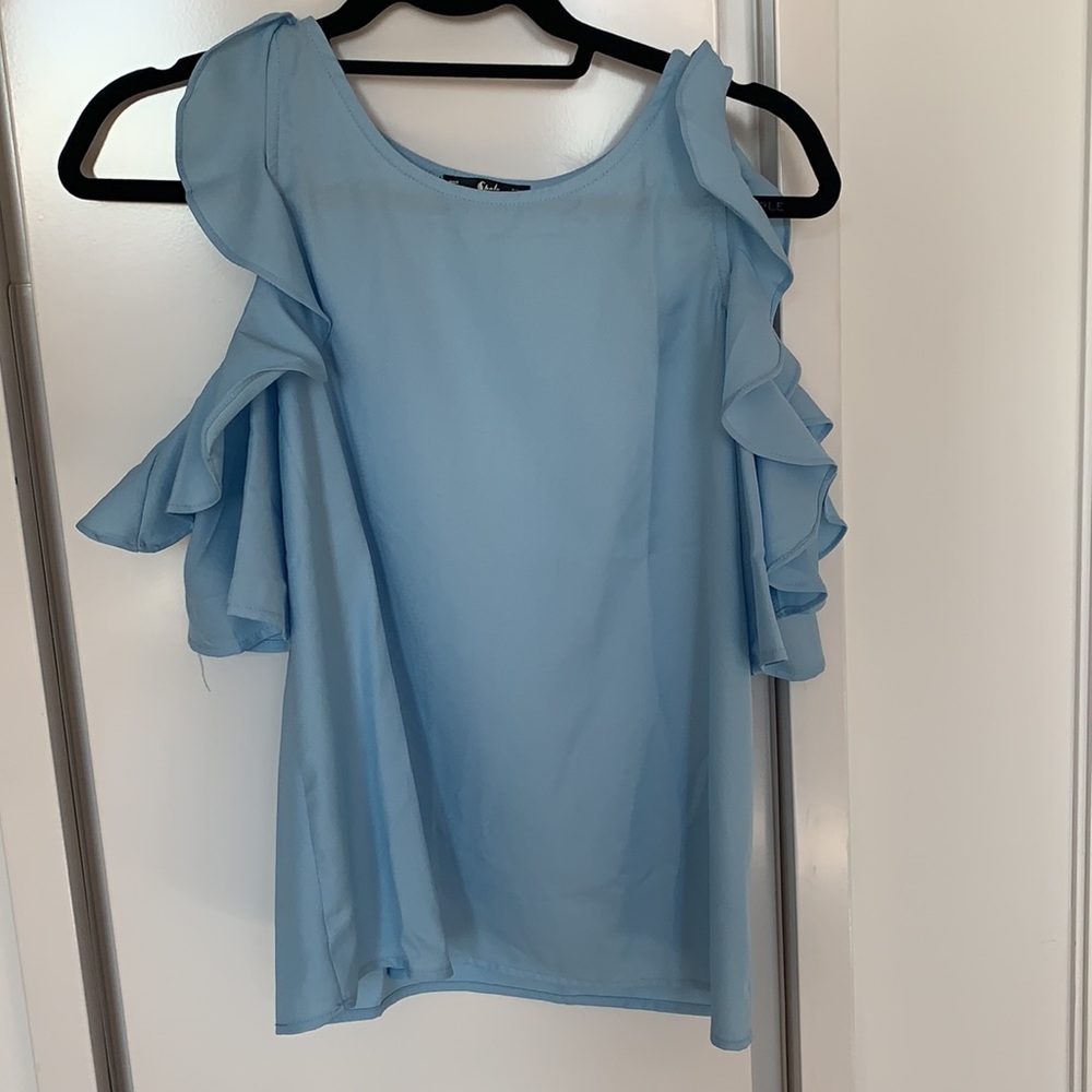 Blue Blouse with Ruffles - Picture 2 of 2